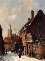 Eversen, Adrianus - Figures In The Streets Of A Dutch Town In Winter